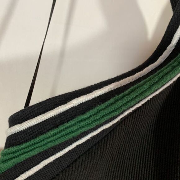 Topshop Black, Green & White Ribbed Halter Mini Dress - Picture 6 of 9